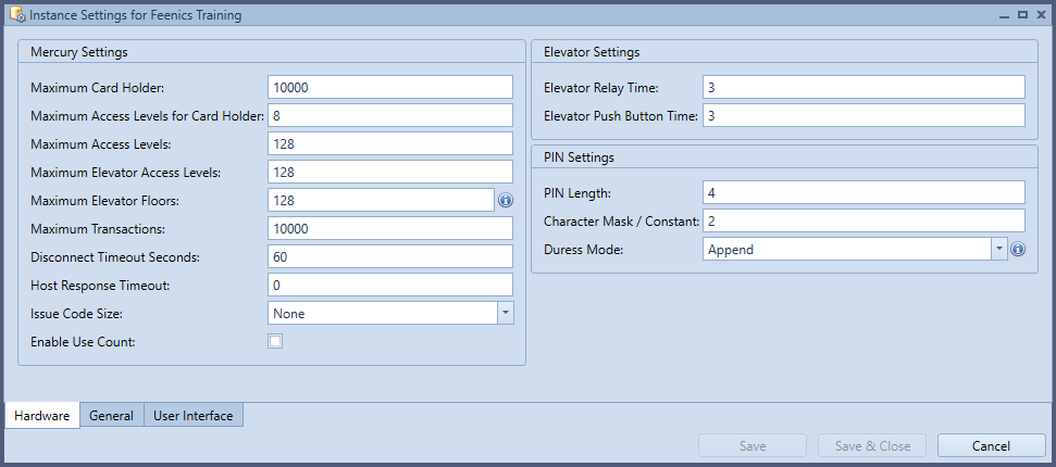 Instance Settings