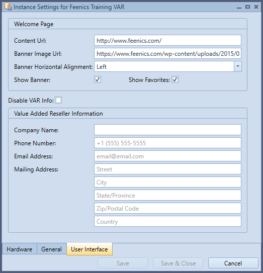 Instance Settings